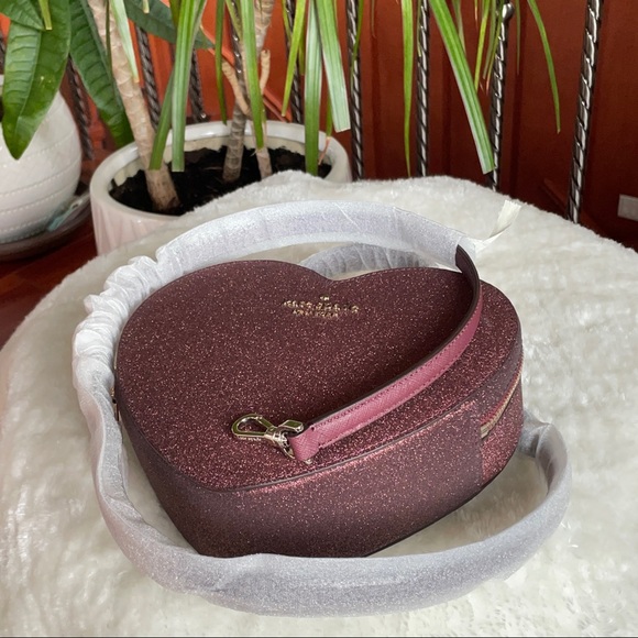 ‼️SOLD‼️ Kate Spade Heart Crossbody in Burgundy Glitter ✨✨ - Picture 10 of 12